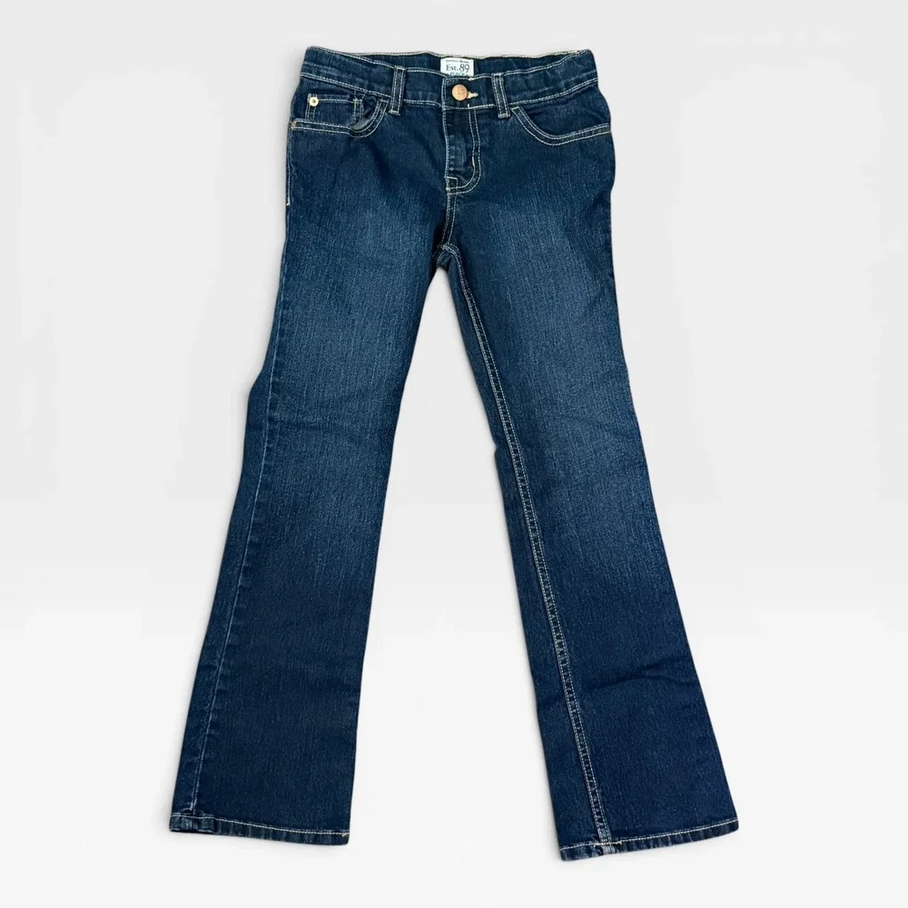 The Childrens Place Girls Blue Stretch Denim Bootcut Jeans Heart Embroidery 10